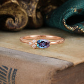 0.5ct Oval Cut Alexandrite Ring with Side Stones for Her